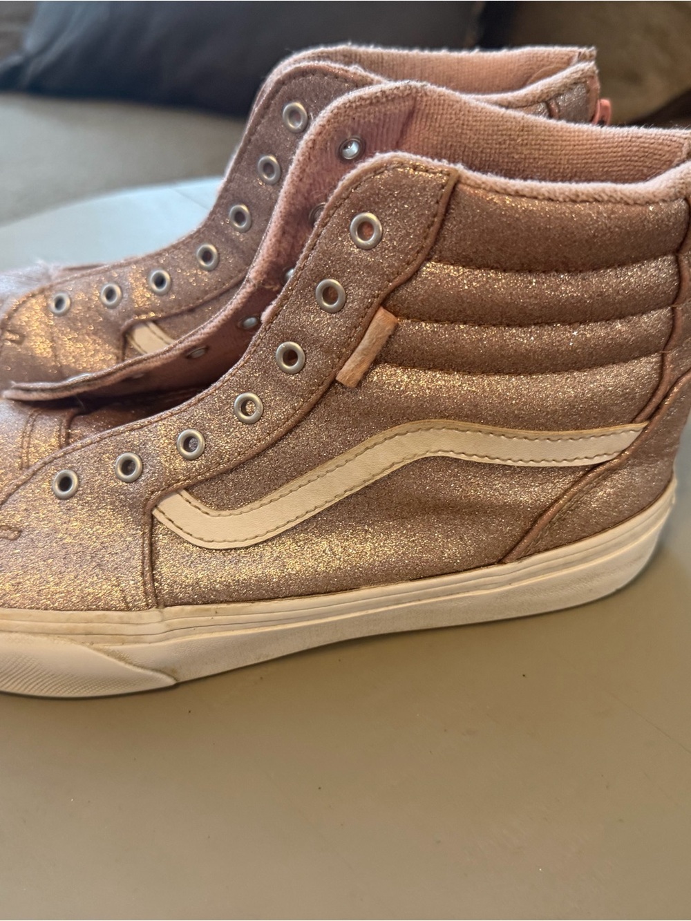 Vans High-Top Glitter Sneaker in Rose Gold